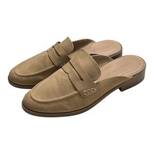 Cynthia Rowley Prescott Women's Mules Tan Suede Penny Loafer Slip On Shoes Sz 9